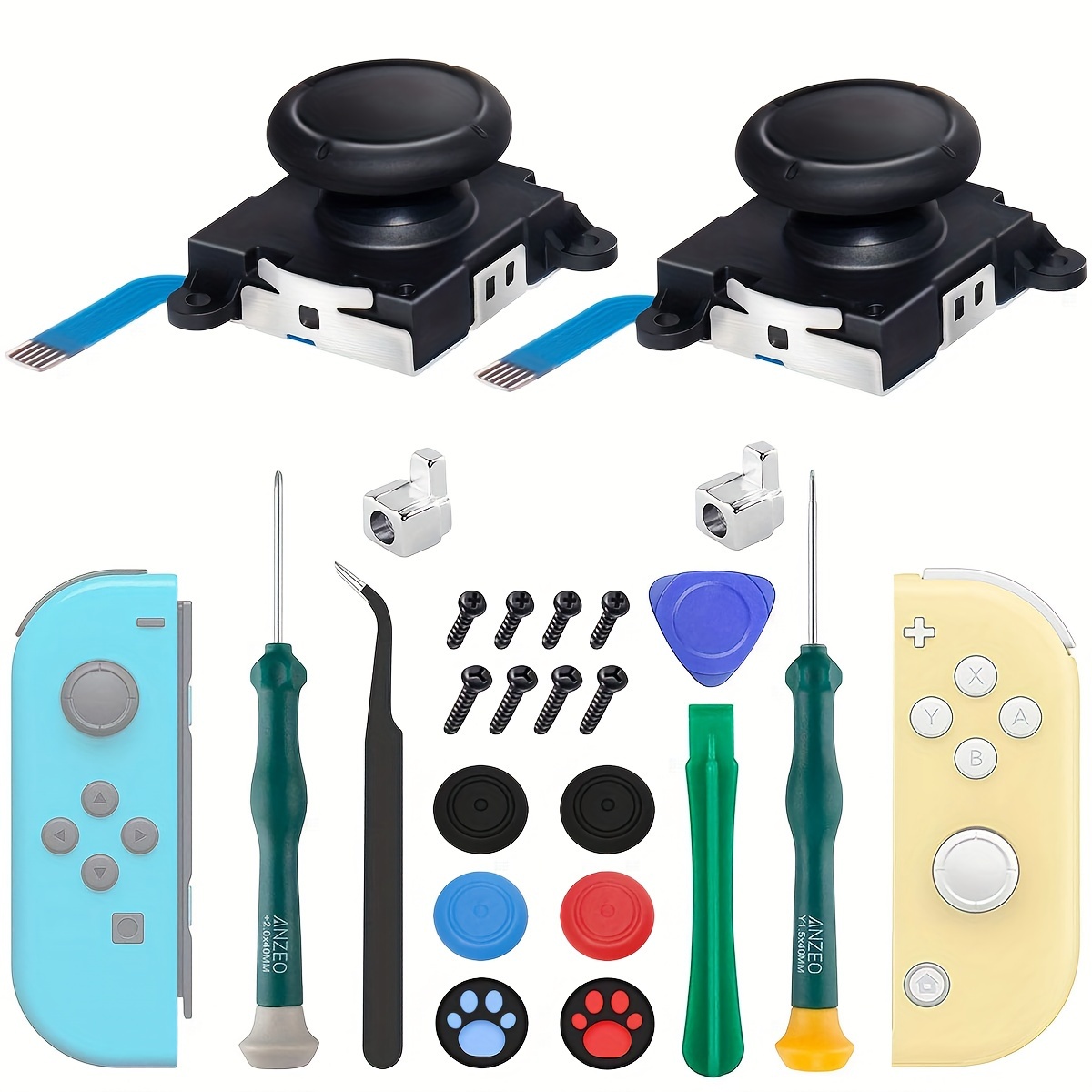 

2 Packs Joycon Joysticks, Joycon Repair Kit Joystick Replacement Parts For Switch, Switch Lite & Switch Oled, Include Thumb Grips, Metal Lock Buckles