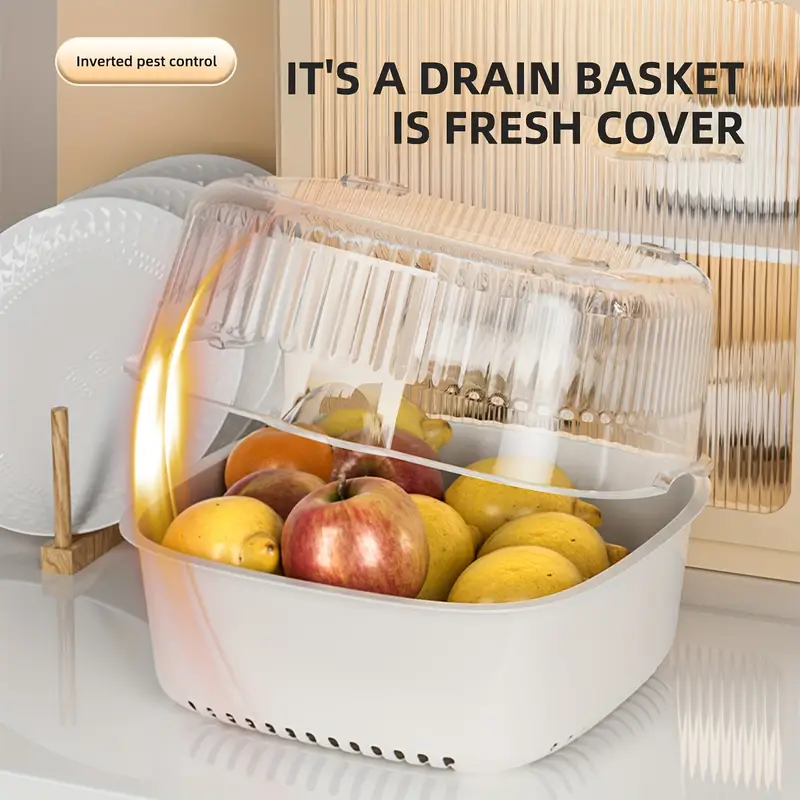 1pc multifunctional double layer drain basket vegetable basket kitchen use washing basin rice storage plastic draining basket suitable for room drainage basket Product details 0