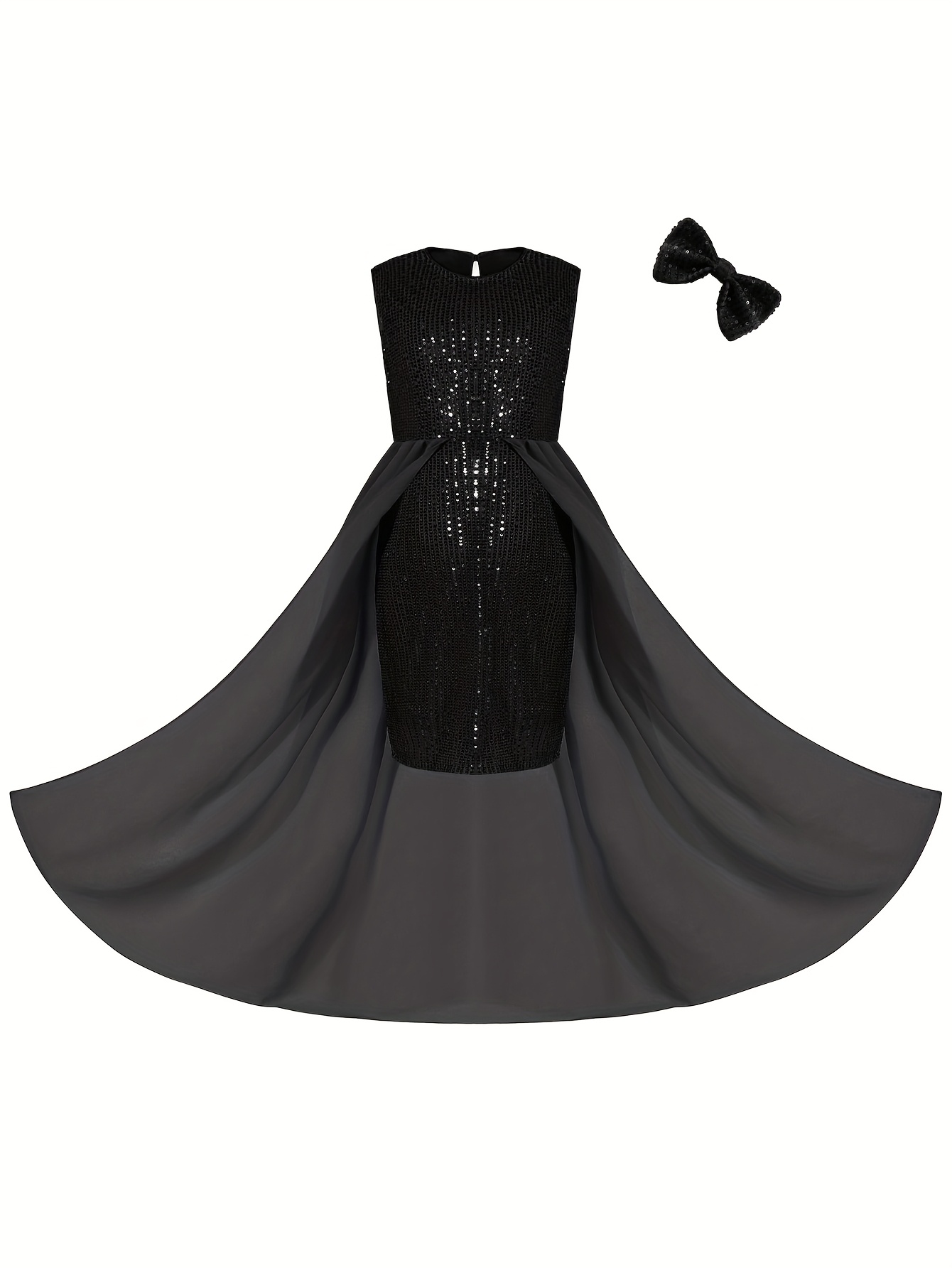 slim fit dress slacks Lorena Sarbu Black Satin Gown with Heavily Beaded Bodice main image 1
