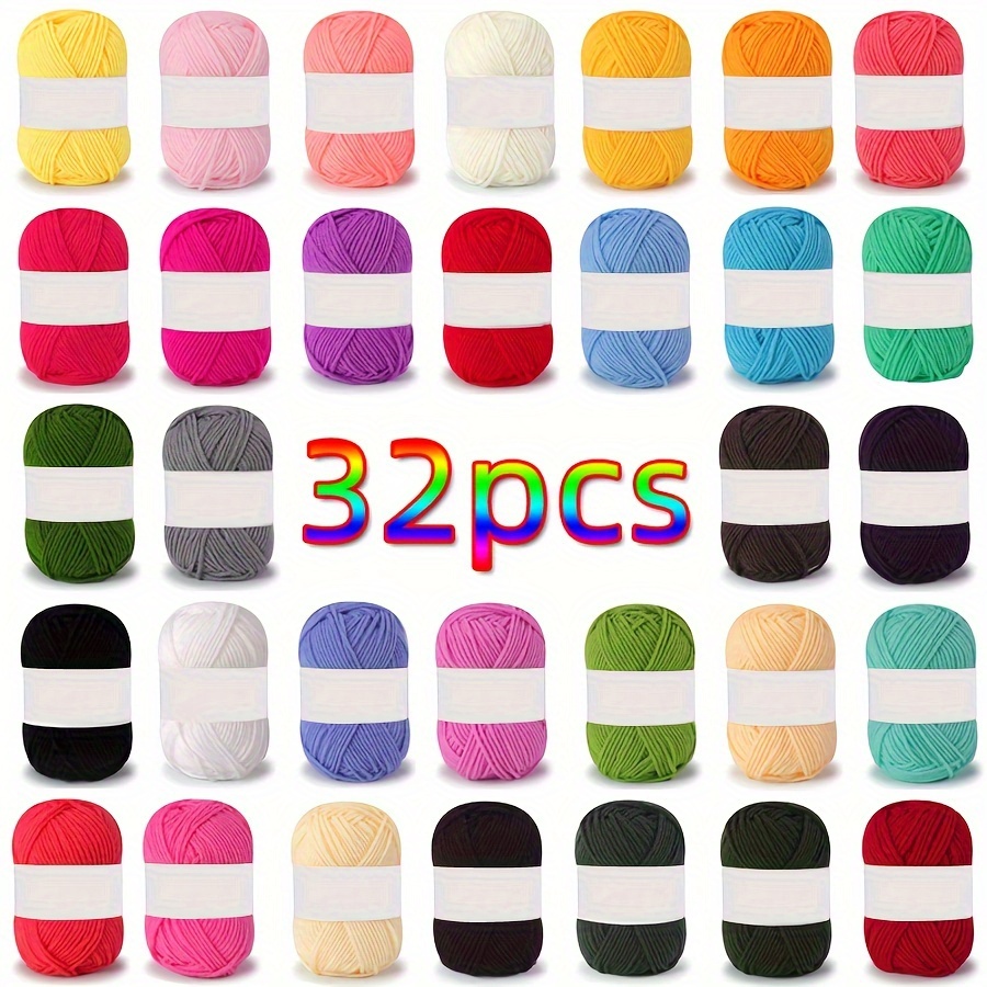 

32-piece Premium Acrylic Yarn, 100% Soft & Comfortable, Ideal For Crochet Scarves, Sweaters, Shawls, Blankets, Pet Toys - Mixed Colors, 50m Each, 2.5mm Thick