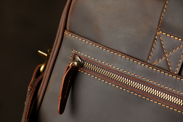 Crazy Horse Genuine Leather Scratch Repairable Men's Handbag, Handmade Vintage Crazy Horse Genuine Leather Tote Bag, Large Capacity Laptop Bag, Men's Single-Shoulder Crossbody Bag, Genuine Leather Business Briefcase