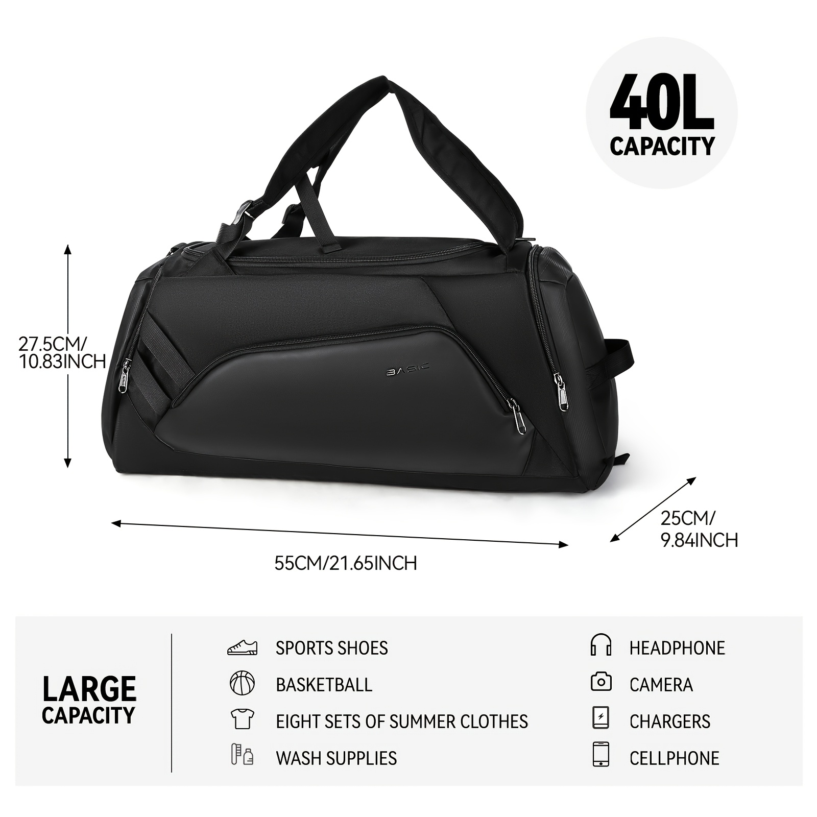 TEMU Large Capacity Gym Bag, Short-distance Travel Bag, Dry And Wet Separation Bag, Suitable For Fitness Exercise And Outdoor Travel