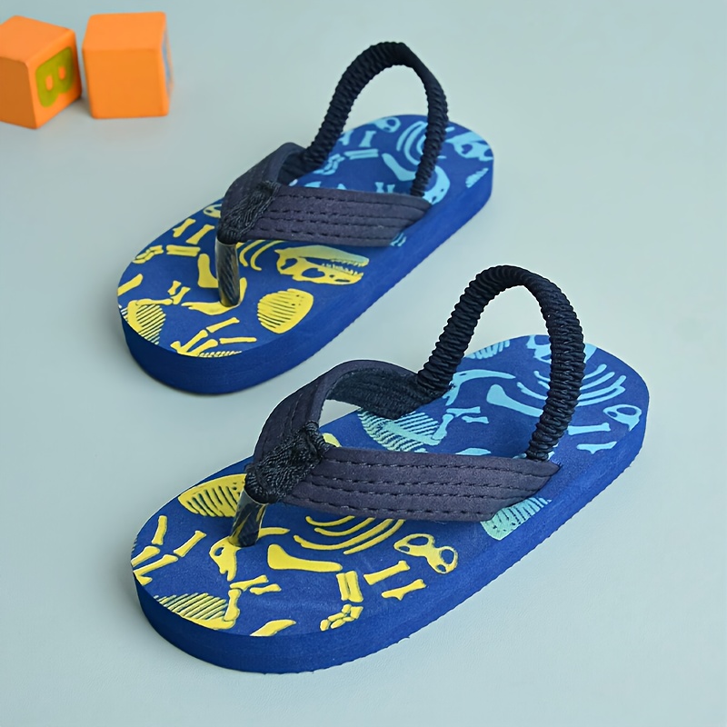 *' Cartoon Dinosaur Print Flip-Flops Lightweight EVA Comfortable Slip-On  Sandals with Round Toe, Cute Outdoor Play Casual Wear for Boys