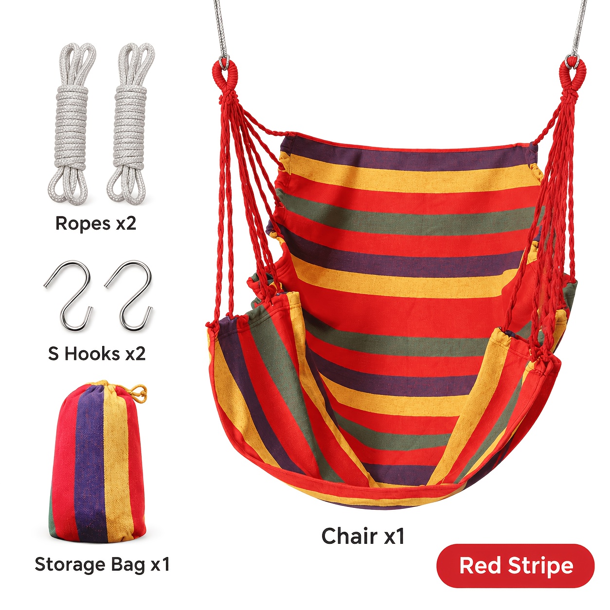 TEMU Outdoor Hanging Hammock Chair, Breathable Canvas Swing Seat For Patio, Garden, Porch And Balcony, , With Storage Bag