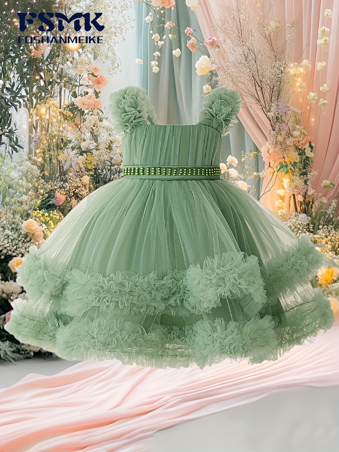 new style mesh lace trim spaghetti strap dress pleated waist - Temu Oman