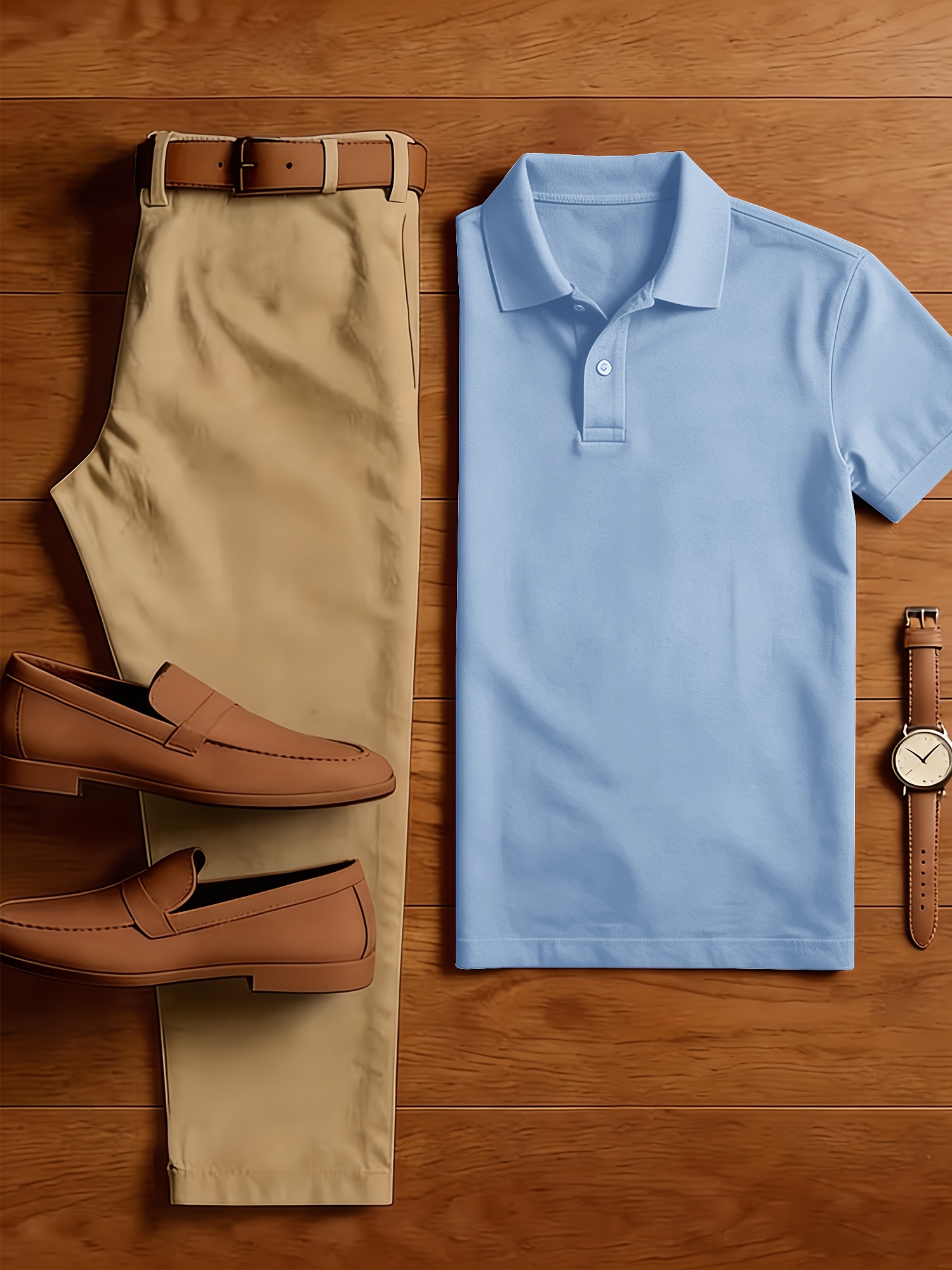 Men'S 2pcs Business Casual Outfit, Solid Color Polo Shirt + Slim Fit Suit Pants Set, Breathable Classic Fashion Set, Essential Spring & Summer Outfit for Office & Daily Wear