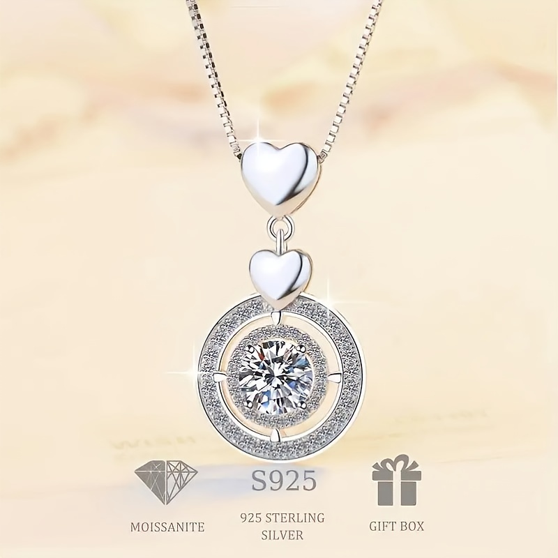 

925 Sterling Silver 1 Carat Mausoleum Diamond Pendant Necklace For Ladies, Elegant Gift Comes With Exquisite Gift Box