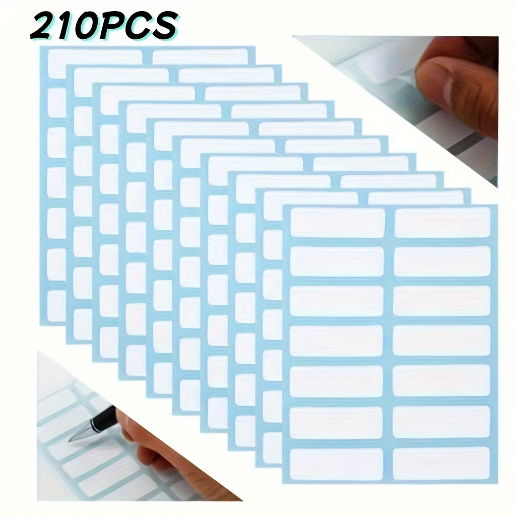 

210 Pcs Self-adhesive Blank Labels - Handwritten Name Tags, Office Stationery, Stickers For Organizing, Memo Labeling, Paper Material In English