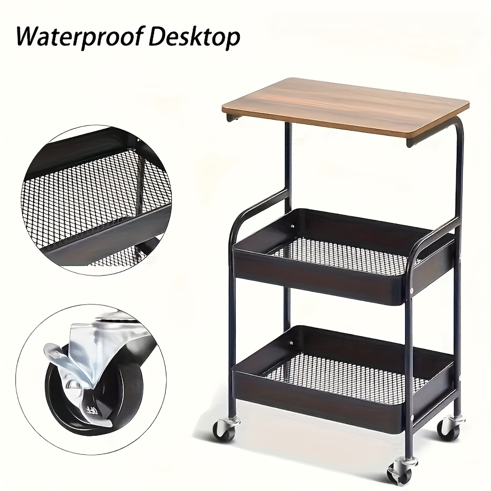 TEMU Versatile Metal Storage Cart: Removable Sturdy Steel Structure, Easy-to-move Wheels, Ideal For Bedroom, Kitchen, Bathroom, Office, And Dormitory, Storage And Organizational , Shelf Baskets