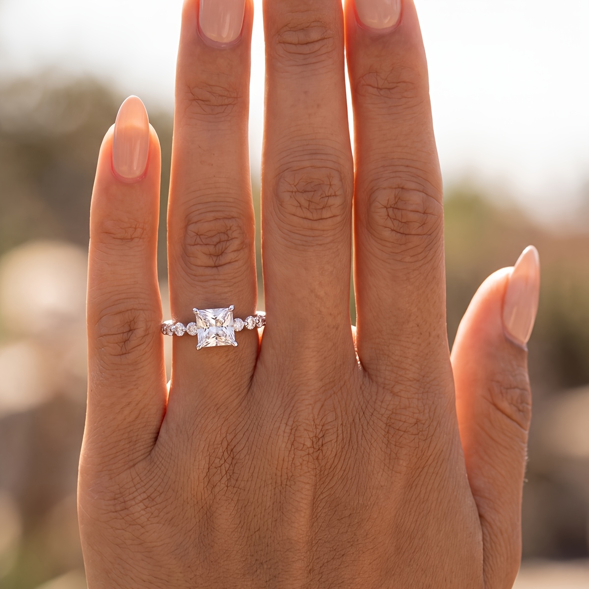 Women's Elegant European Style Square Ring, Super-Sparkling