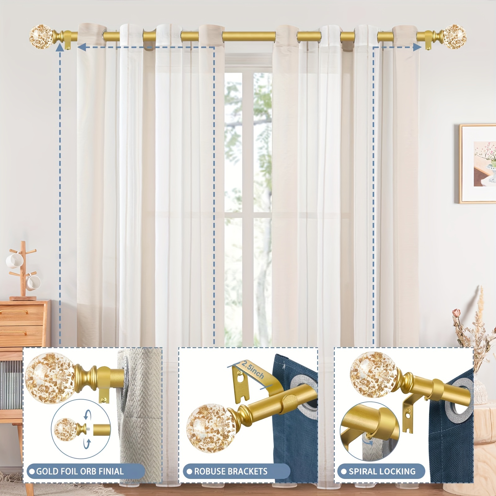 luxurious multi functional wall mounted curtain rod for living room bedroom dining room kitchen and hallway details 11