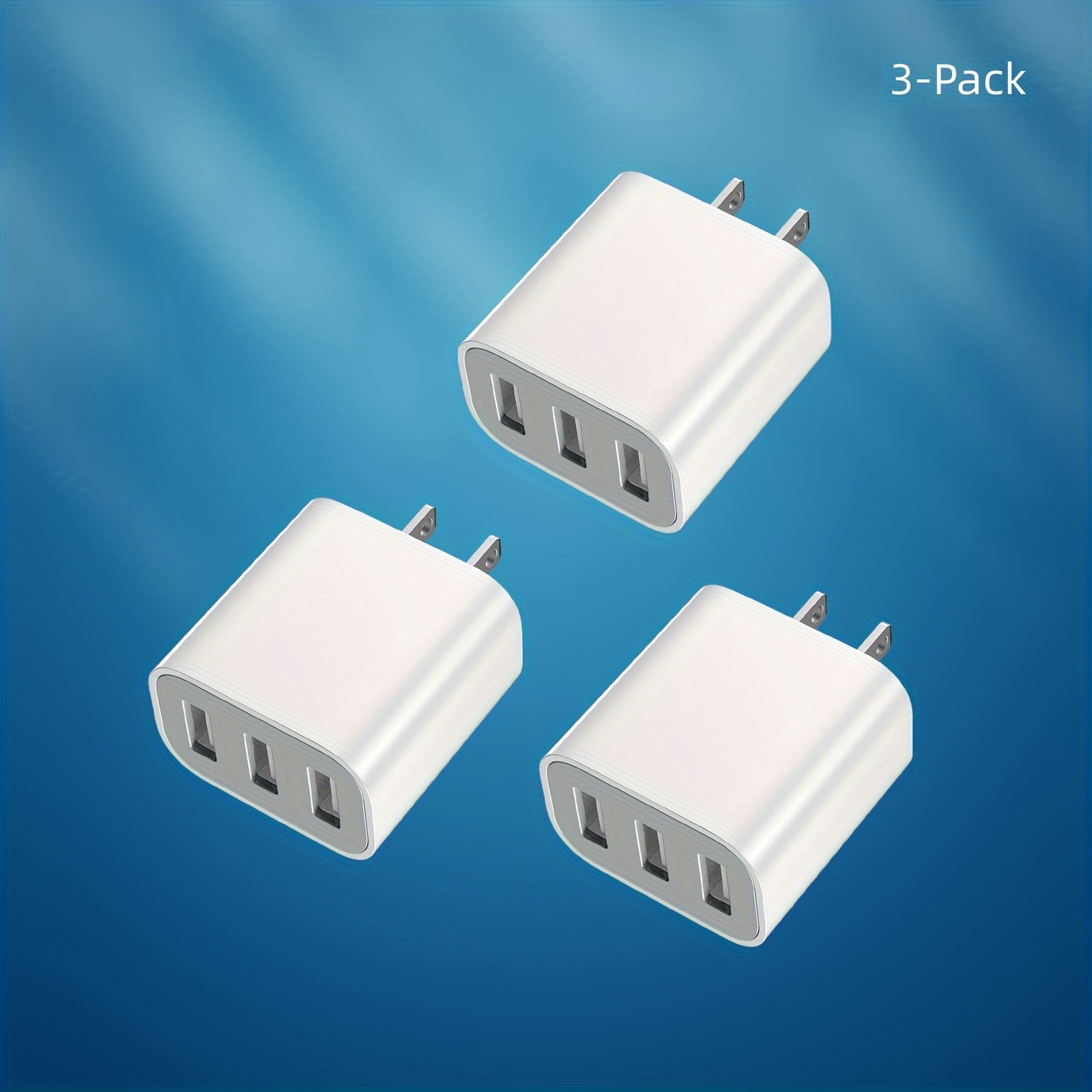 

3-pack Usb Wall Charger Adapters, Quick Charge Plug Cubes, 1.1 X 1.65 X 2.32 Inch, Compatible With 14/13/12/11 Pro Max/xs/x/8 Plus & Samsung Galaxy S22/s21/s20, Fast Charging Power Blocks