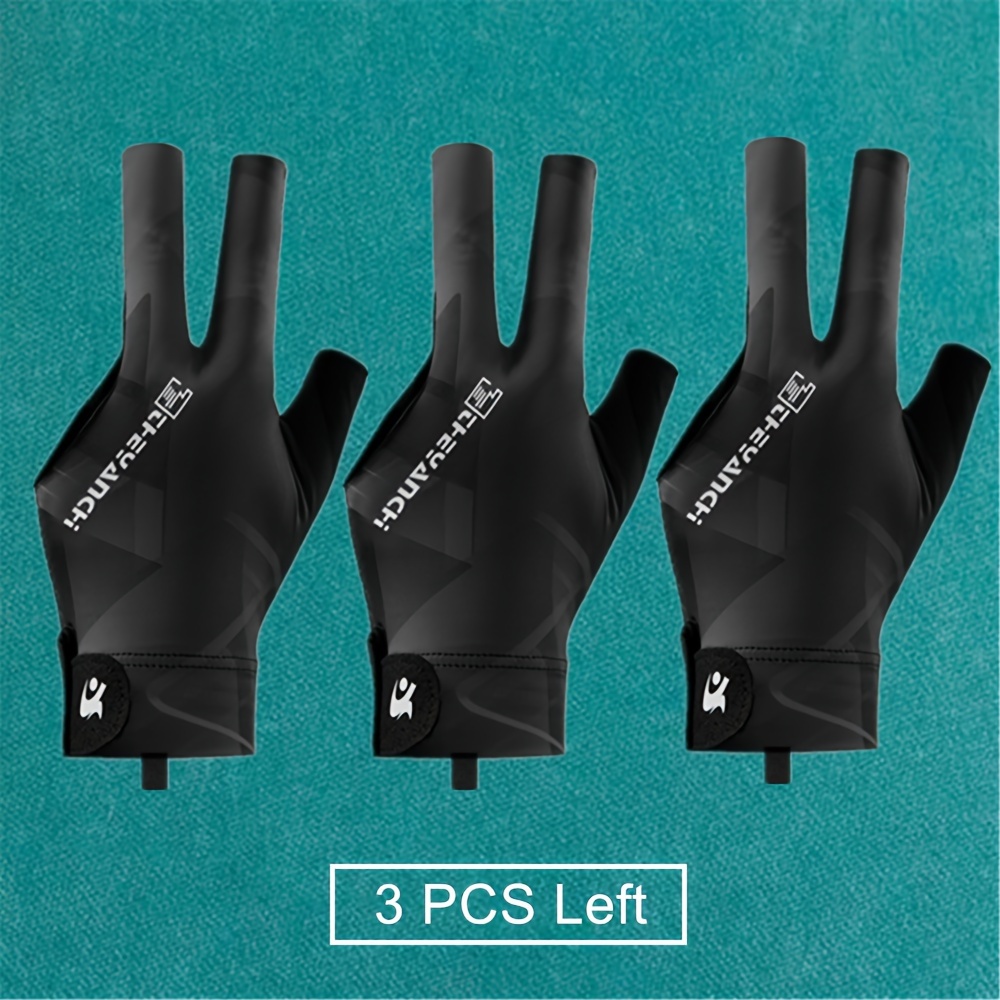 3pcs Left Hand 3 Fingers Billiard Glove For Men And Women, Breathable Anti-slip Palm Pad Snooker Gloves Accessories