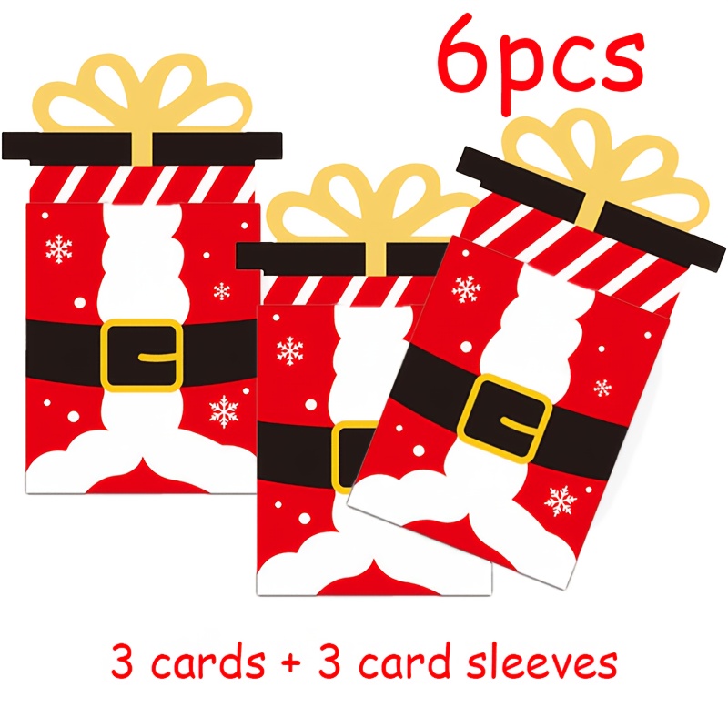 TEMU 6pcs Set New Christmas Gift Card Holders 3 Holders And 3 Cards Santa Claus Design Perfect For Cash And Gift Cards At Christmas Gift Exchanges
