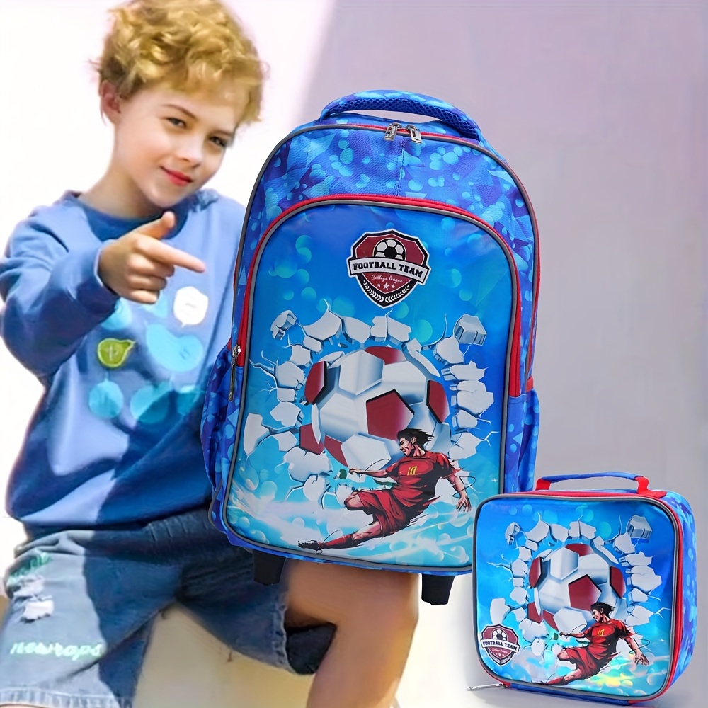 backpack set boys kids wheeled school book bag lunch box pen Temu