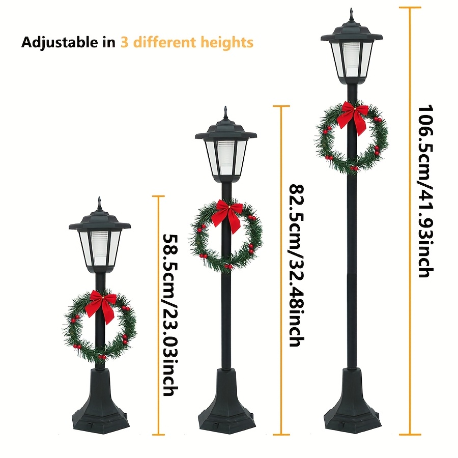 TEMU 2pcs Christmas Solar Lamp Post With Wreath | 3.69ft Auto Outdoor Lighting For Yard & Garden Decor | Thoughtful Holiday Gift