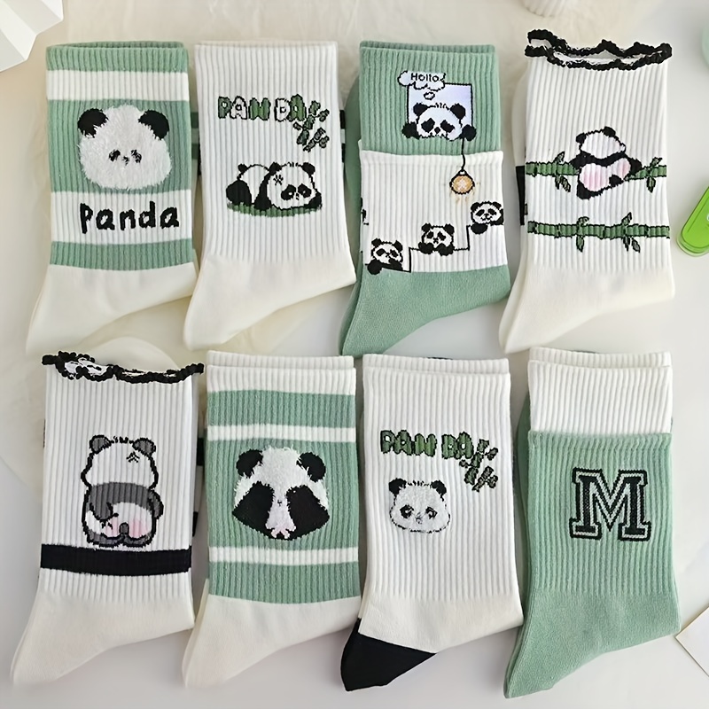 8 Pairs Of Panda Socks For Women, Mid-calf, New Autumn And Winter Style, Trendy And Versatile, High Aesthetic Value, Cute, Suitable For Sports, Long Socks For Women