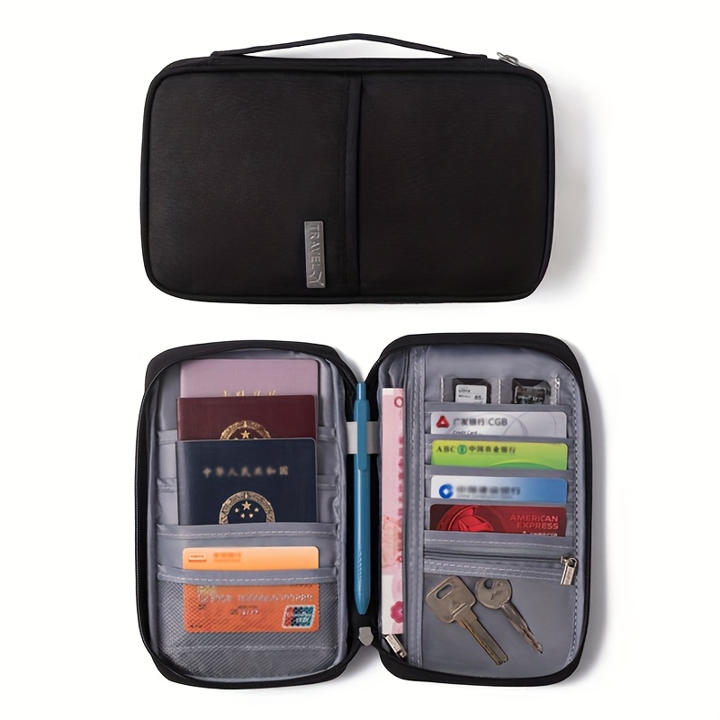E-shop Tragbare Reise-Flugzeugtasche, Hochwertiger Kartenhalter, Business-Reise-Passporttasche Multifunktionaler Kationischer Dokumenten-Organizer,