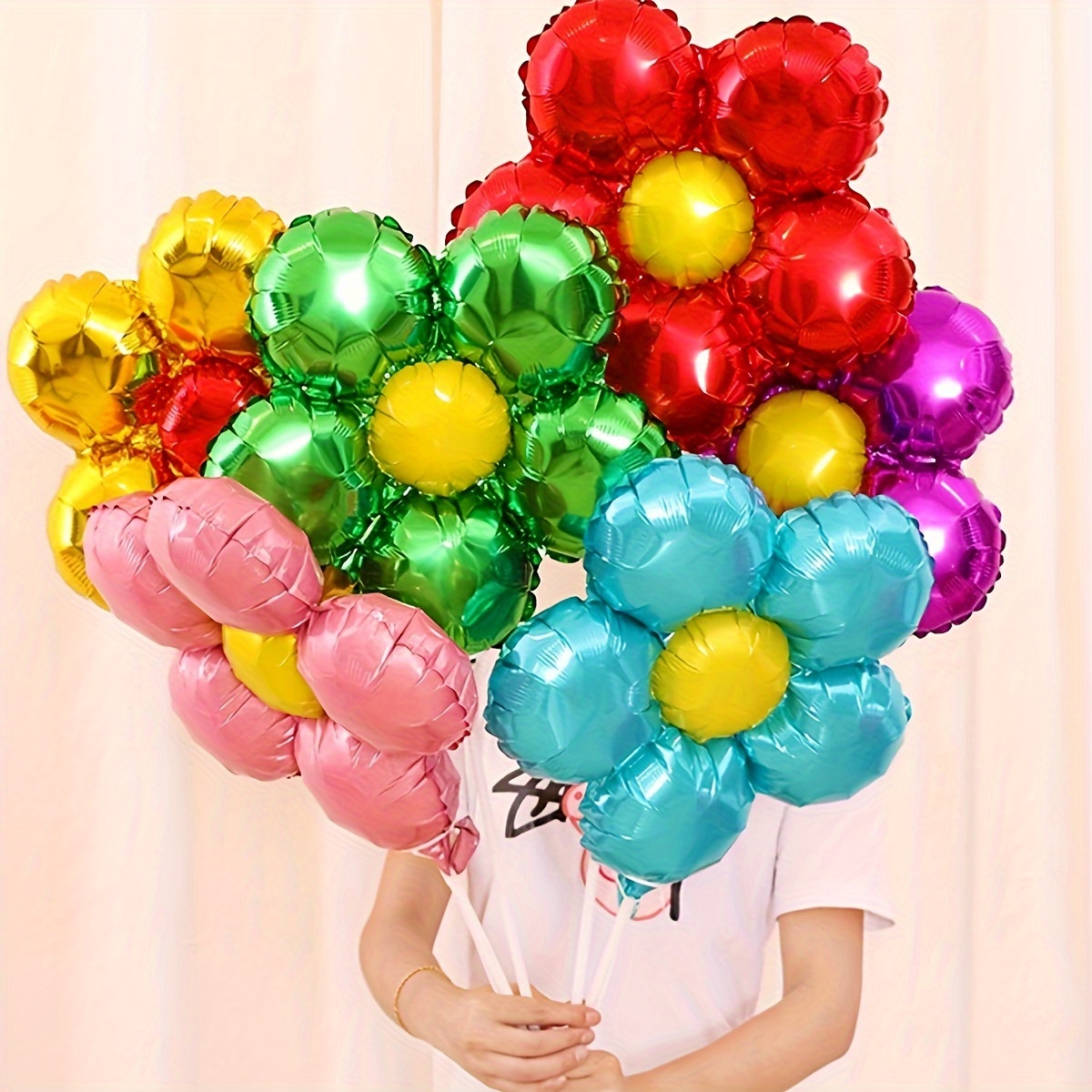 

6pcs Flower-shaped Foil Balloons, Wedding Decor, Birthday Party Decor, Anniversary Decor, Graduation Decor, Holiday Decor, Mother's Day Decor, Indoor Outdoor Decor, Home Decor, Room Decor