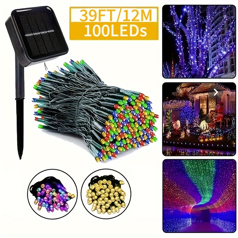 

1pc Solar String Lights Outdoor, Leds Extra-bright Solar Christmas Lights Outdoor, 8 Lighting , Ip44 Waterproof, Solar Tree Lights Wedding Party Thanksgiving Halloween Christmas Decorations