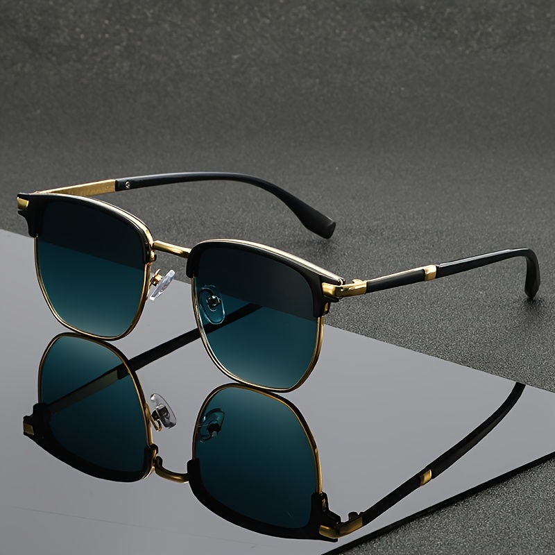   square glasses vintage rivet design   black lenses     eyewear for men and women   decorative glasses metal frame   stylish eyewear   durable hinges