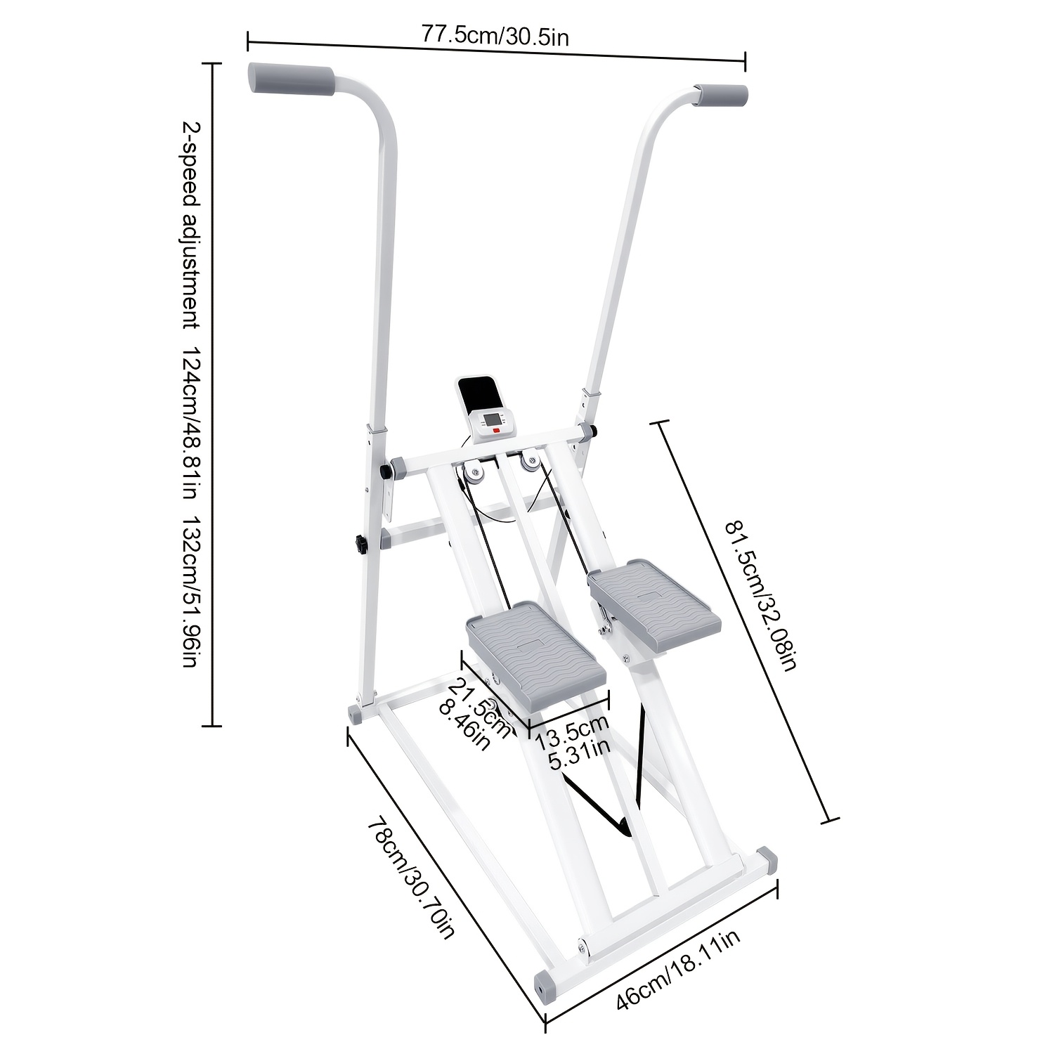 TEMU Foldable Vertical Climbing Machine Suitable For Home Fitness, Adjustable Full-body Sliding Stair Stepper With Manual Panel & Operation, Compact