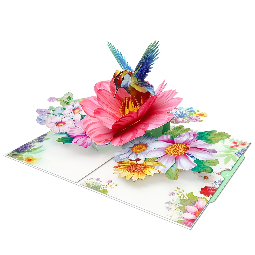 E-shop 3D-Pop-up-Partyeinladung mit Umschlag, Blumen- -Muster, Cartoon-Thema, geeignet für