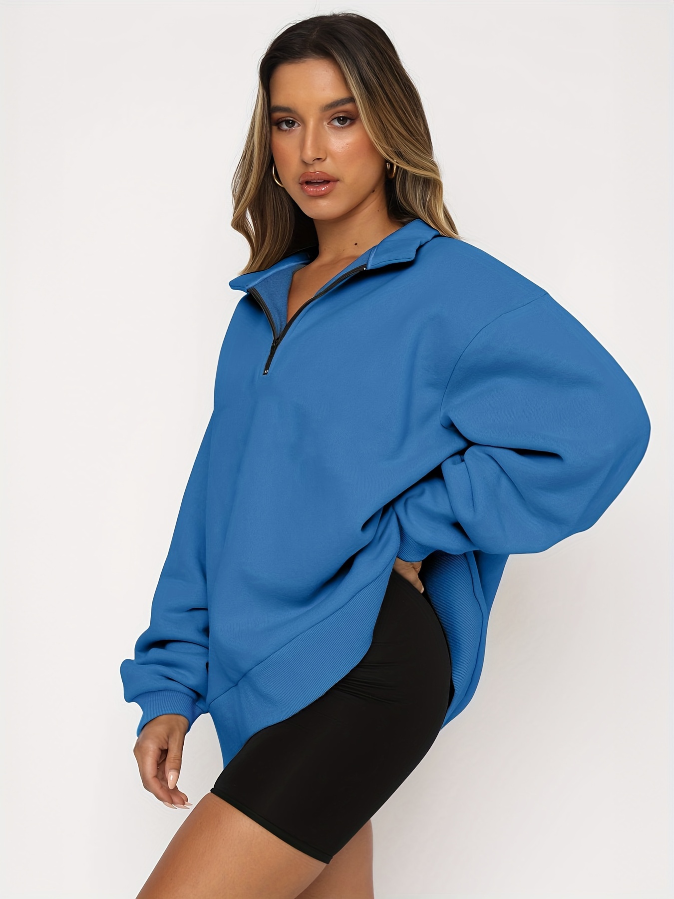Womens Casual Loose Fit Oversized Hoodie Women With Large Lapel