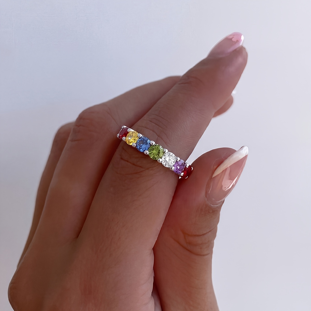 Luxury Stackable Synthetic Zirconia Rings, Wedding Band Set