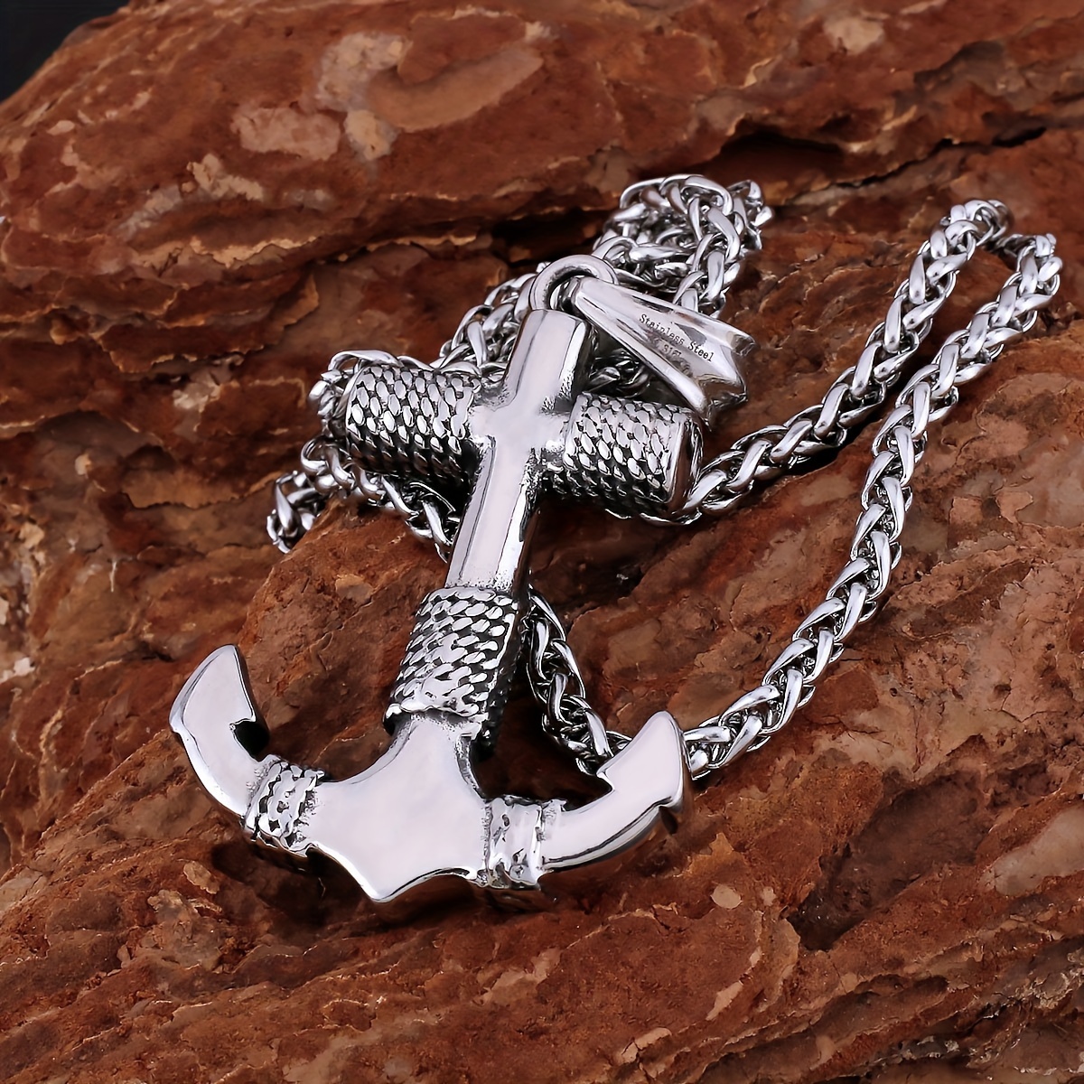 

Stylish Men' Steel Anchor Pendant Necklace - Hypoallergenic, Fade-resistant, Beach Vacations & Birthday Gifts