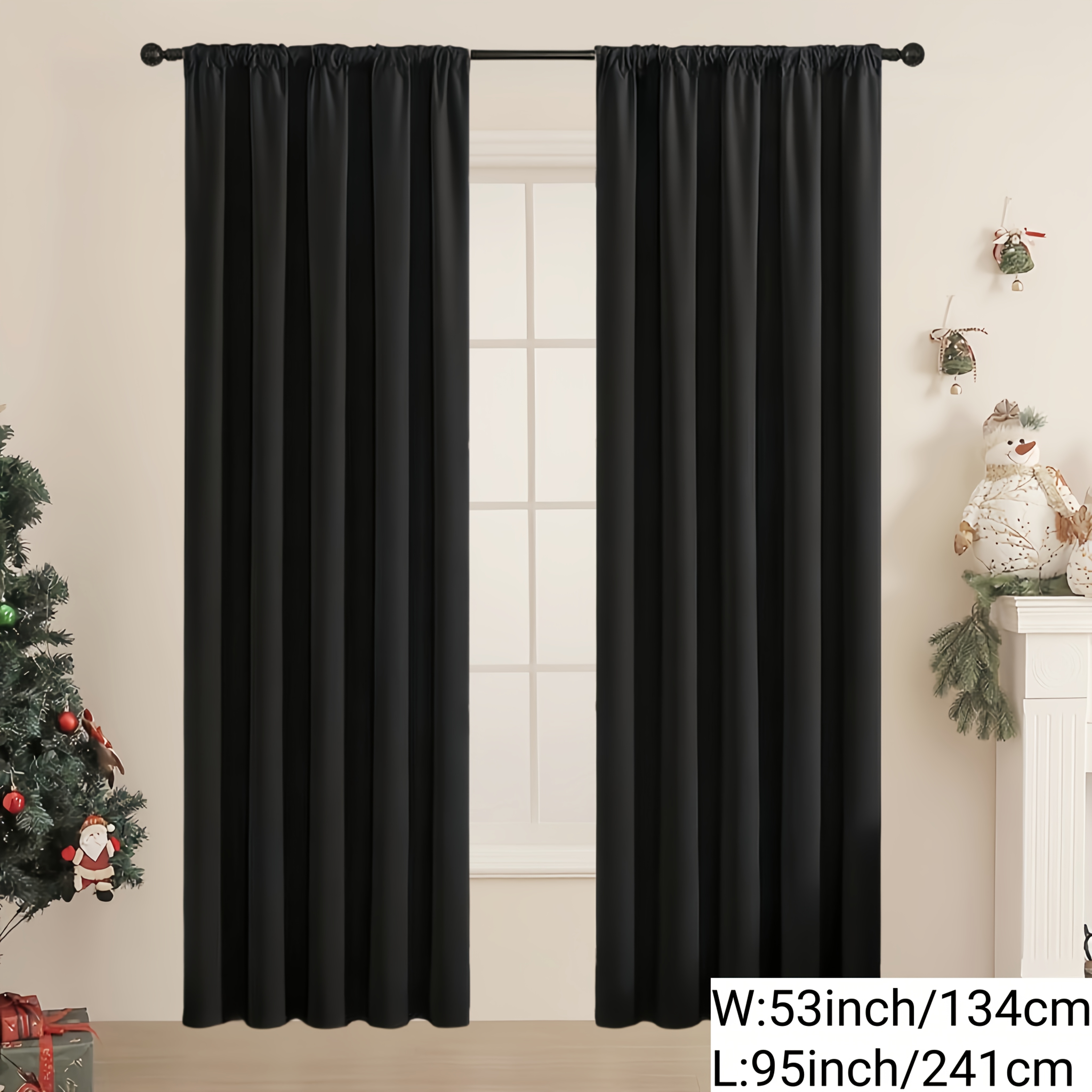 TEMU 2 piezas, Cortinas opacas 100% para el dormitorio, hechas de poliéster con material revestido, para colgar con bolsillo superior para barra,