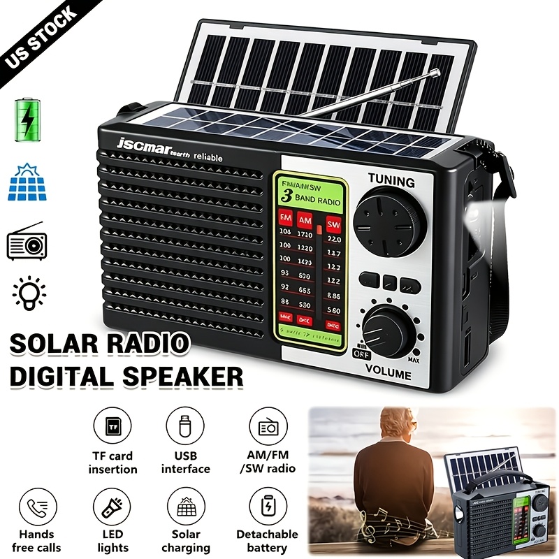 TEMU Portable Mp3 Player Radio, Fm/am/sw Shortwave Receiver, 2000mah Durable Battery, Detachable Battery, Supports Card Insertion, Multifunctional