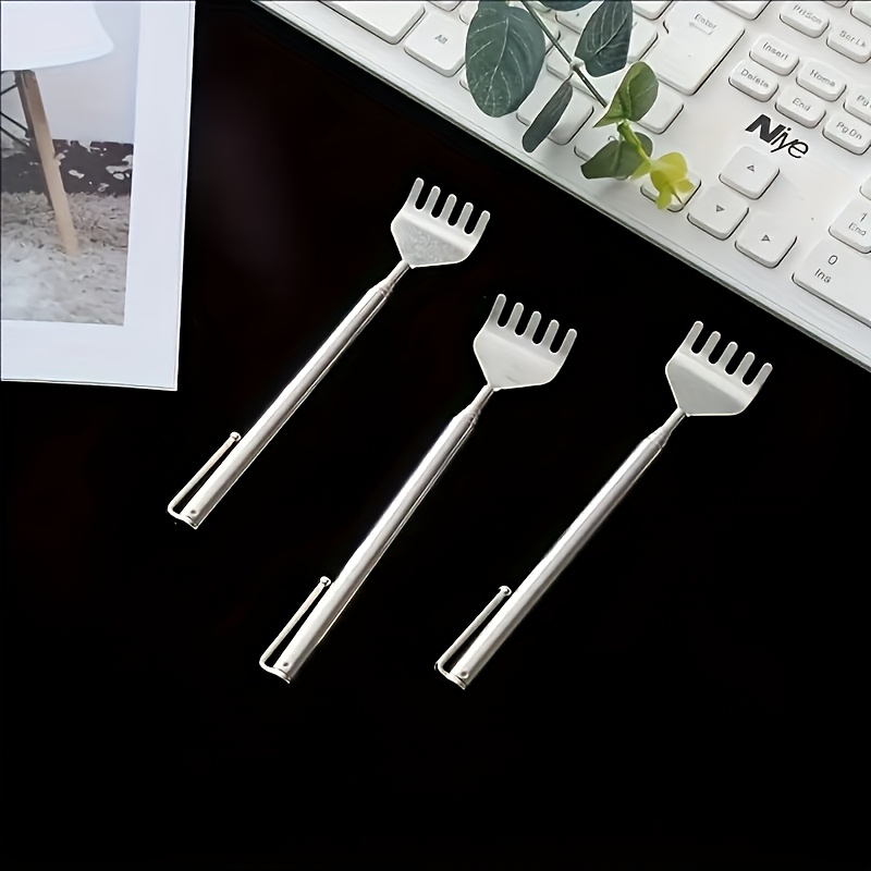 a retractable back scratcher 19 69 inches long made of stainless steel portable with a non   designed to be durable and   suitable for massage and skincare details 6
