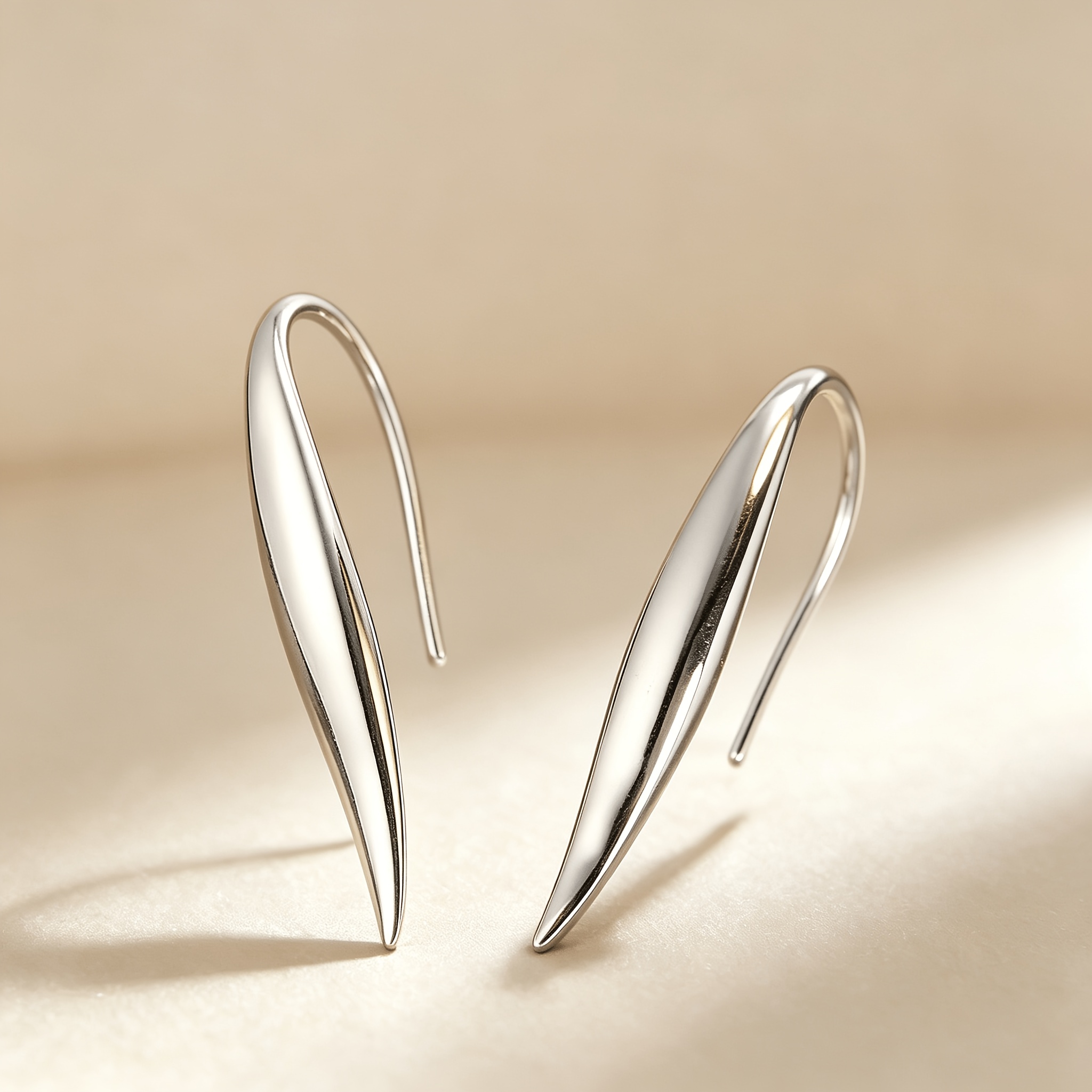 Image of Hypoallergenic Earrings For Women, Thin Willow Shape Design, Bohemian Style, Women's Earrings Suitable For , Versatile Earrings For Women, Birthday Gift