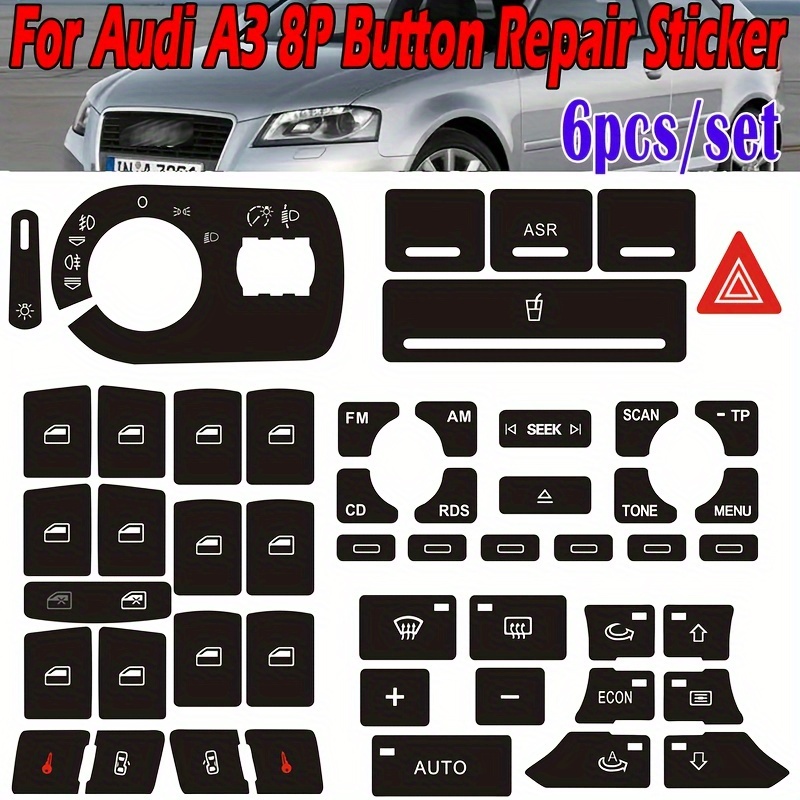 

Pour Audi A3 8P A3 2004-2008 Boîtier de réparation pour bouton de commande de verrouillage de porte, de vitre de voiture et de climatisation