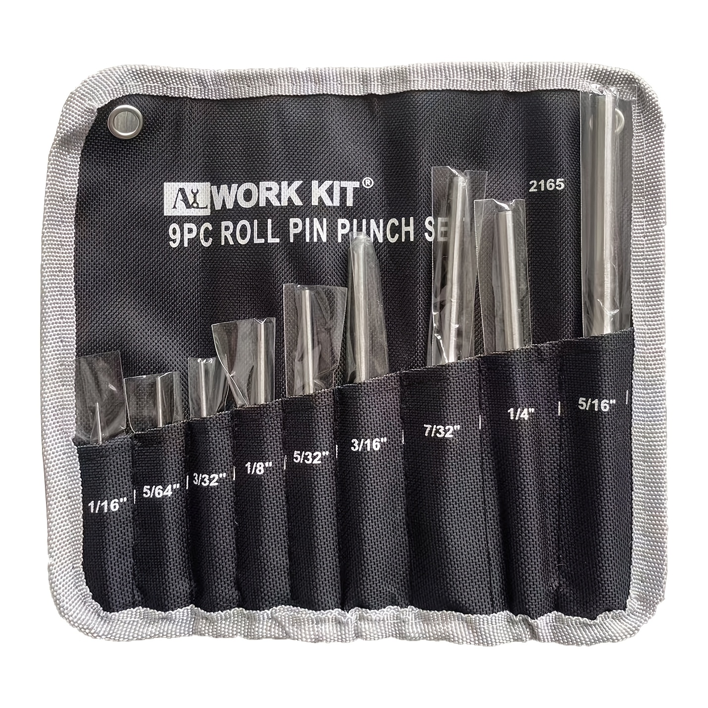TEMU Alworkkit 9pcs Roll Pin Punch Set With Knurled Grip - Versatile Sizes For Automotive, Watches, Jewelry & Crafts - Includes Storage Pouch -