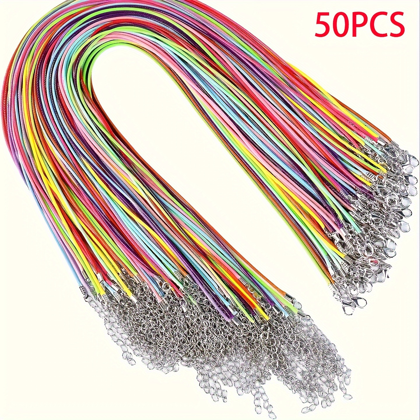 50pcs Colorful Necklace Cord Buckles, Rope Necklaces, 1.5mm Wax Necklace Cord for Pendants, 18 Inch High Quality Bulk Adjustable Necklace Chain, Suitable for DIY Bracelets, Pendants, Bracelets Jewelry Making Small Business Supplies