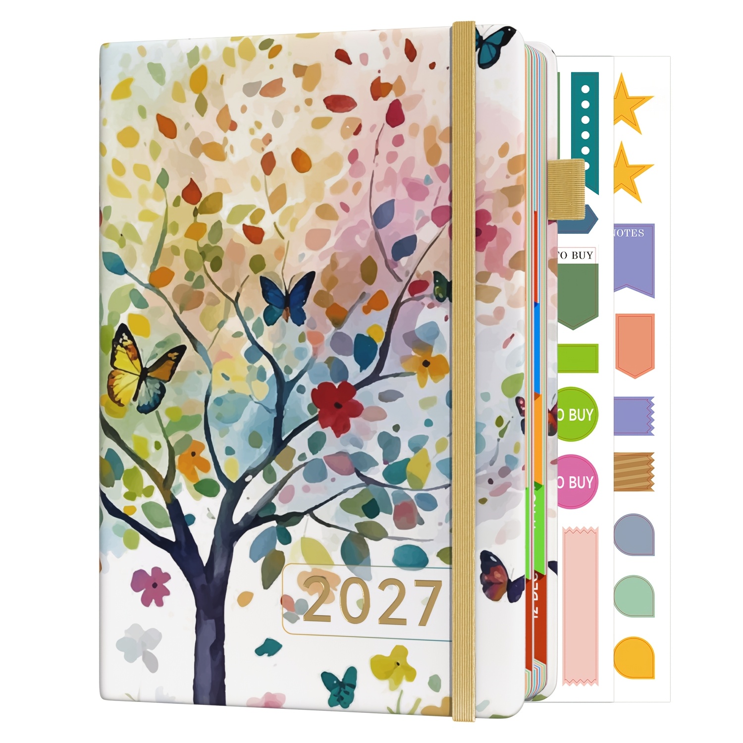 immagine dell'articolo 1pz agenda quotidiana a5 2027 400  , albero della vita   giornaliere datate   2027-  2027, libro   pelle     premium, layout di visione mensile, divisori colorati, cinturino di chiusura elastico, anello per penna e    
