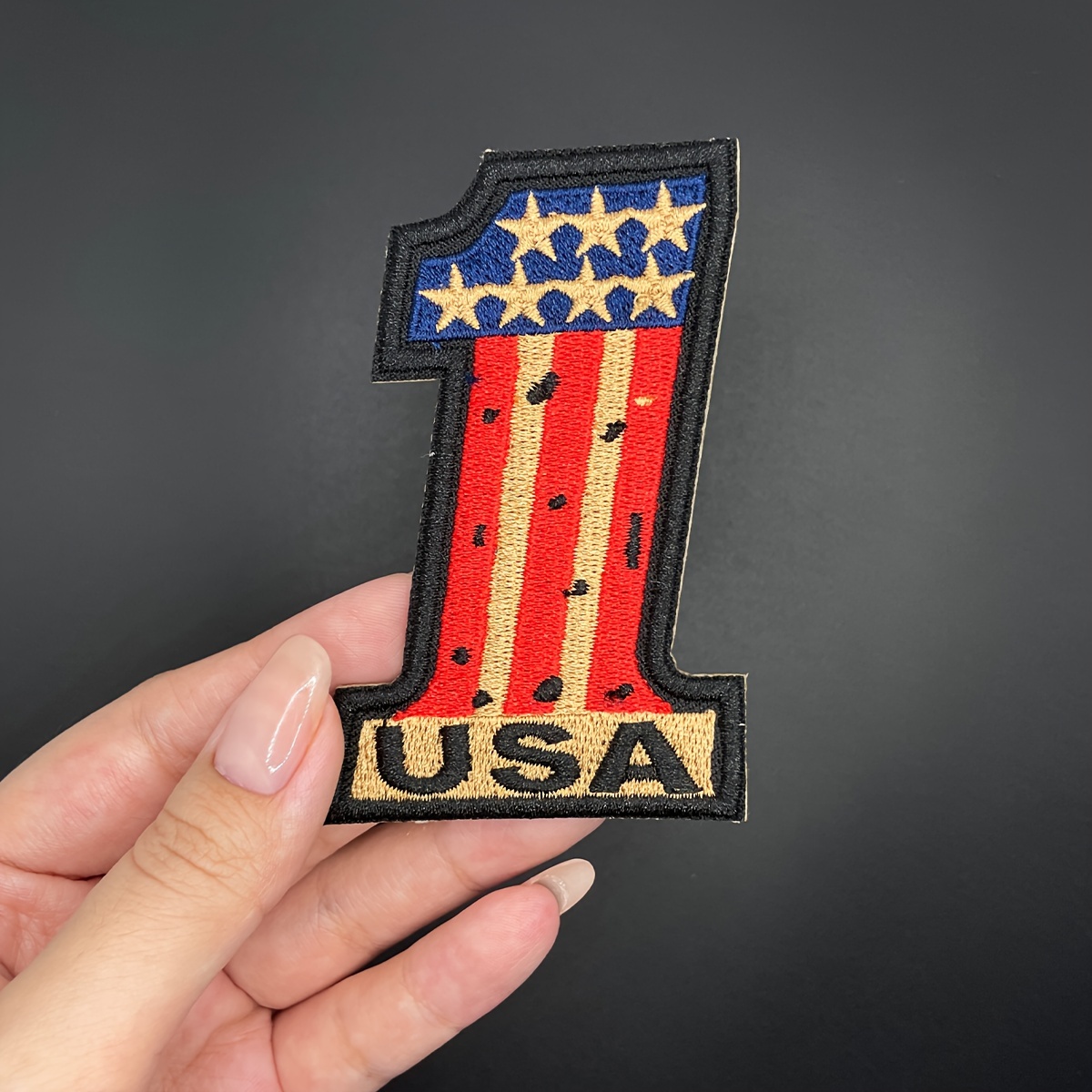 

Usa Embroidered Iron-on Patch - Red, Knit Fabric For Backpacks, Hats, Bags & Shoes