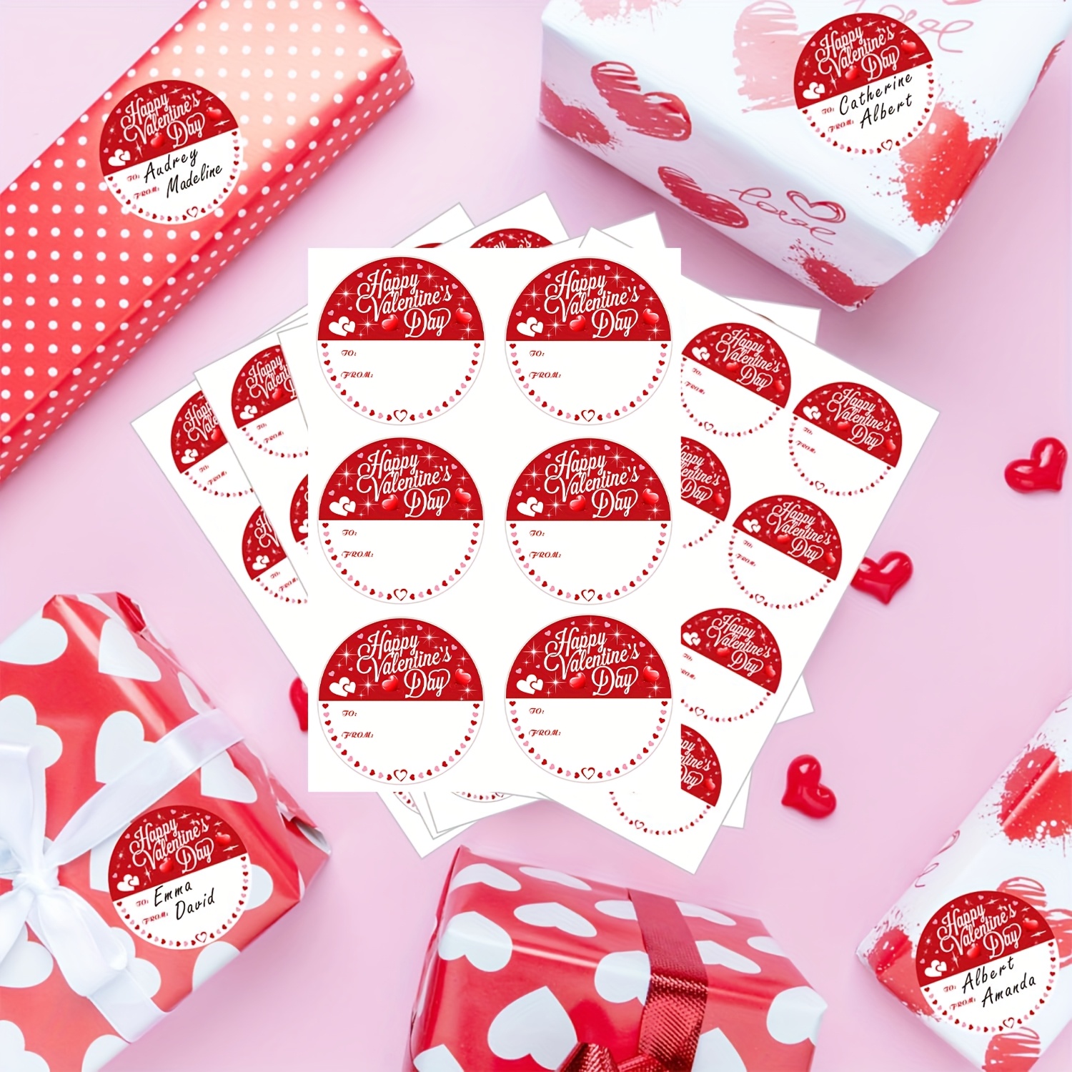 

60pcs "happy Valentine's Day" Sticker Labels - 1.97" Round, , Self-adhesive Paper Tags For Gifts, Envelopes, Cards & Party Decorations, In English, Valentines Decorations