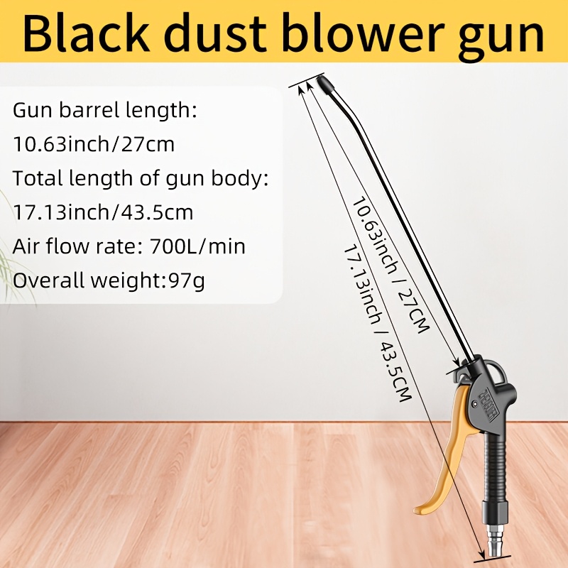 Image of Durable Rust-proof High-pressure Dust Blower - Pneumatic Tool For Car Detailing, Industrial And Home Use, Removes Dust And , Without Battery