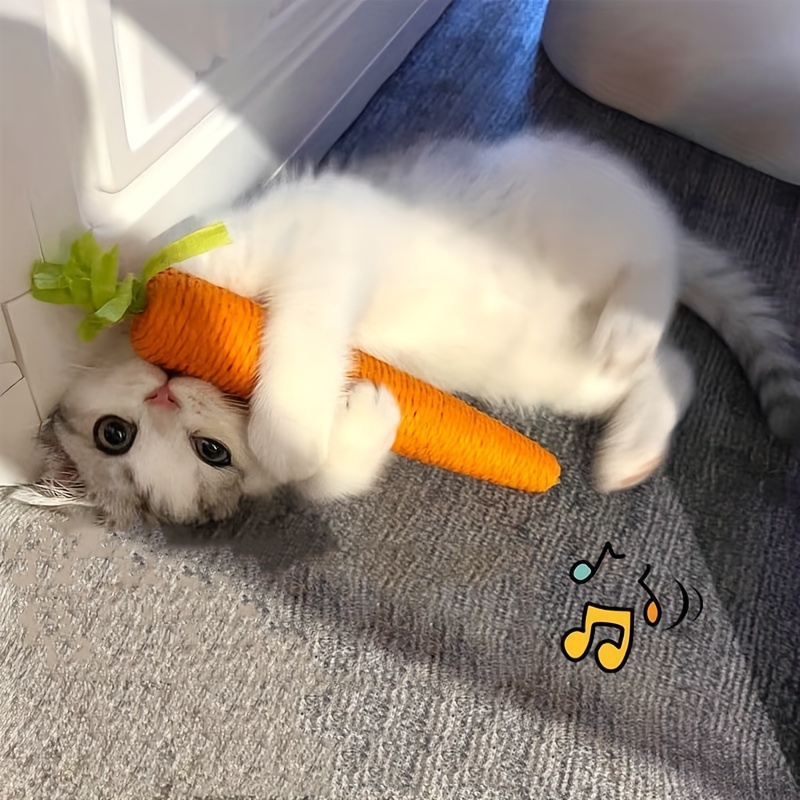 

1pc, Carrot Toy For Cats, Durable Cotton Material, Interactive Self-play Teething Stick, Pet Chew Scratch Toy, Perfect For Kittens And Cats