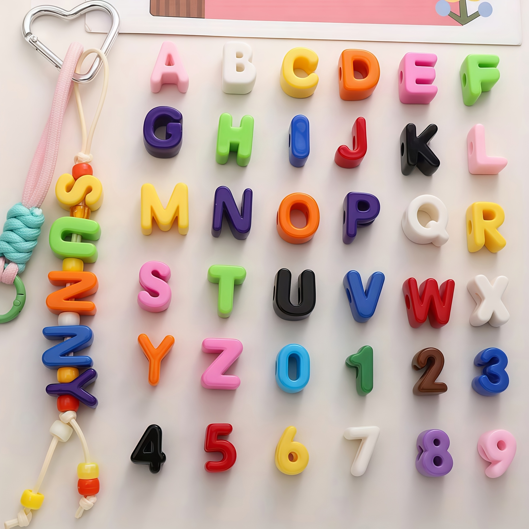 TEMU 104 Large Acrylic Beads, -color Decorative Beads Mixed With Random Letter Beads, Suitable For Loose Beads, Shoe Buckles, Mobile Phone Chains,
