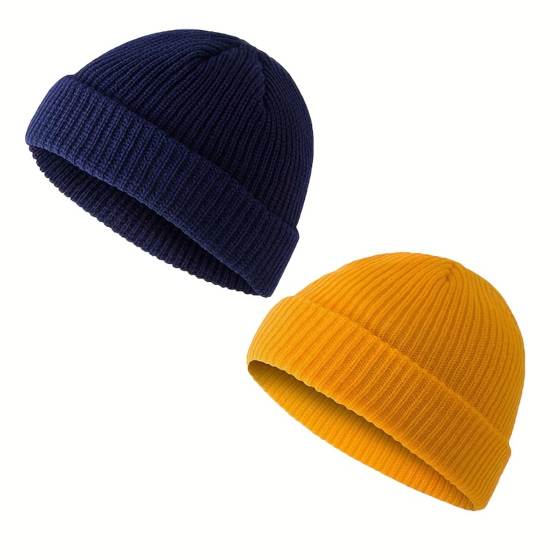 2pcs Korean Style Streetwear Versatile Pom Pom Beanie For Men, Autumn/winter Warm Knitted Pullover Hat For Women