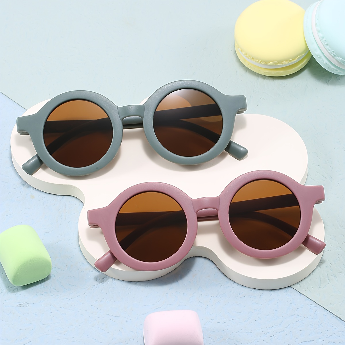 

2pairs Girl's Pc Frame Round Retro Glasses, Fashion Decoration Sunshade Walking Show Party Trendy Sunglasses, Outdoor Sunglasses, Gift Glasses Case Glasses Cloth