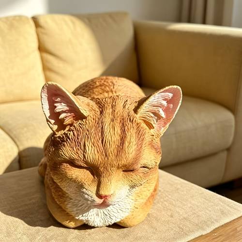 simulation cute sleeping squinting cat resin ornament healing for coffee shop room study courtyard entrance hall outdoor flower pot lawn landscape toy