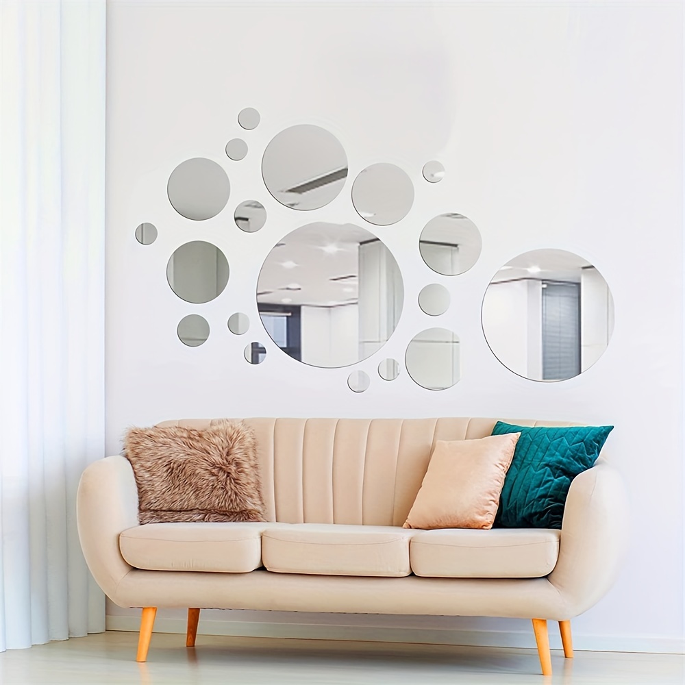 

1pc 3d Acrylic Mirror Wall Sticker - Round, Self-adhesive Decor For Bedroom & Living Room, Perfect For Tv Backgrounds