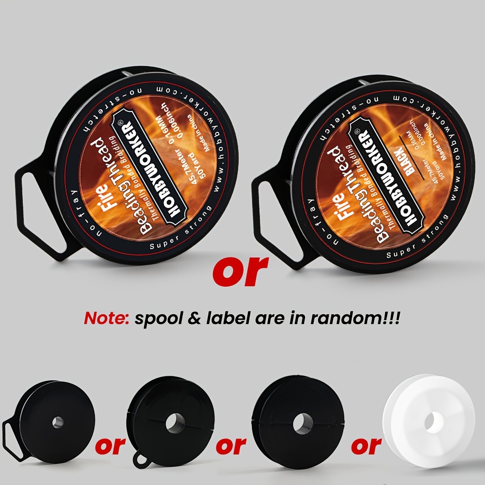 The Hobbyworker 0.16mm Fire Beading Thread, 50 Yard Spool, 4 Strands Braided, Black Beading Thread For For Jewelry Bracelets Making And Bead Weaving, The Spool Type Is Random