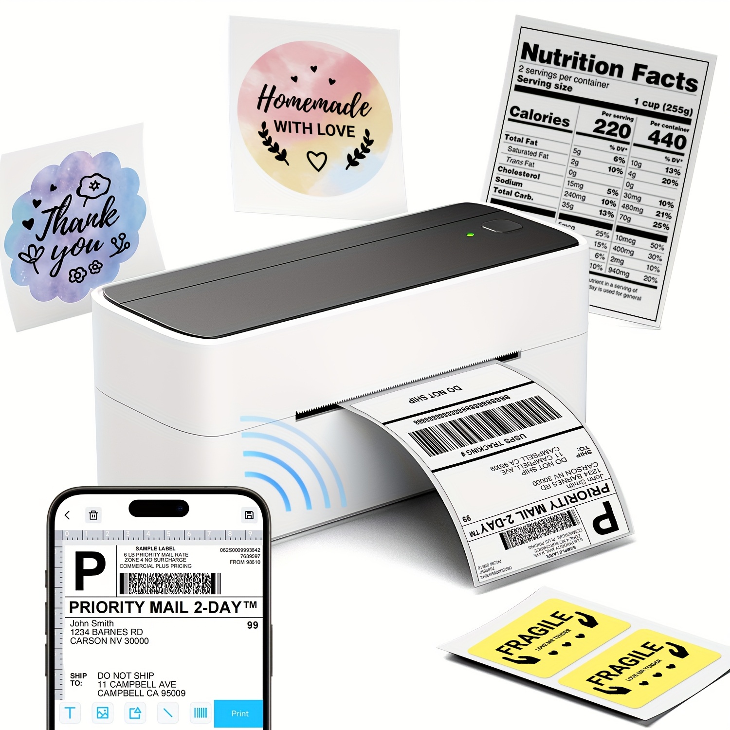 pm 241 wireless shipping label printer designed small