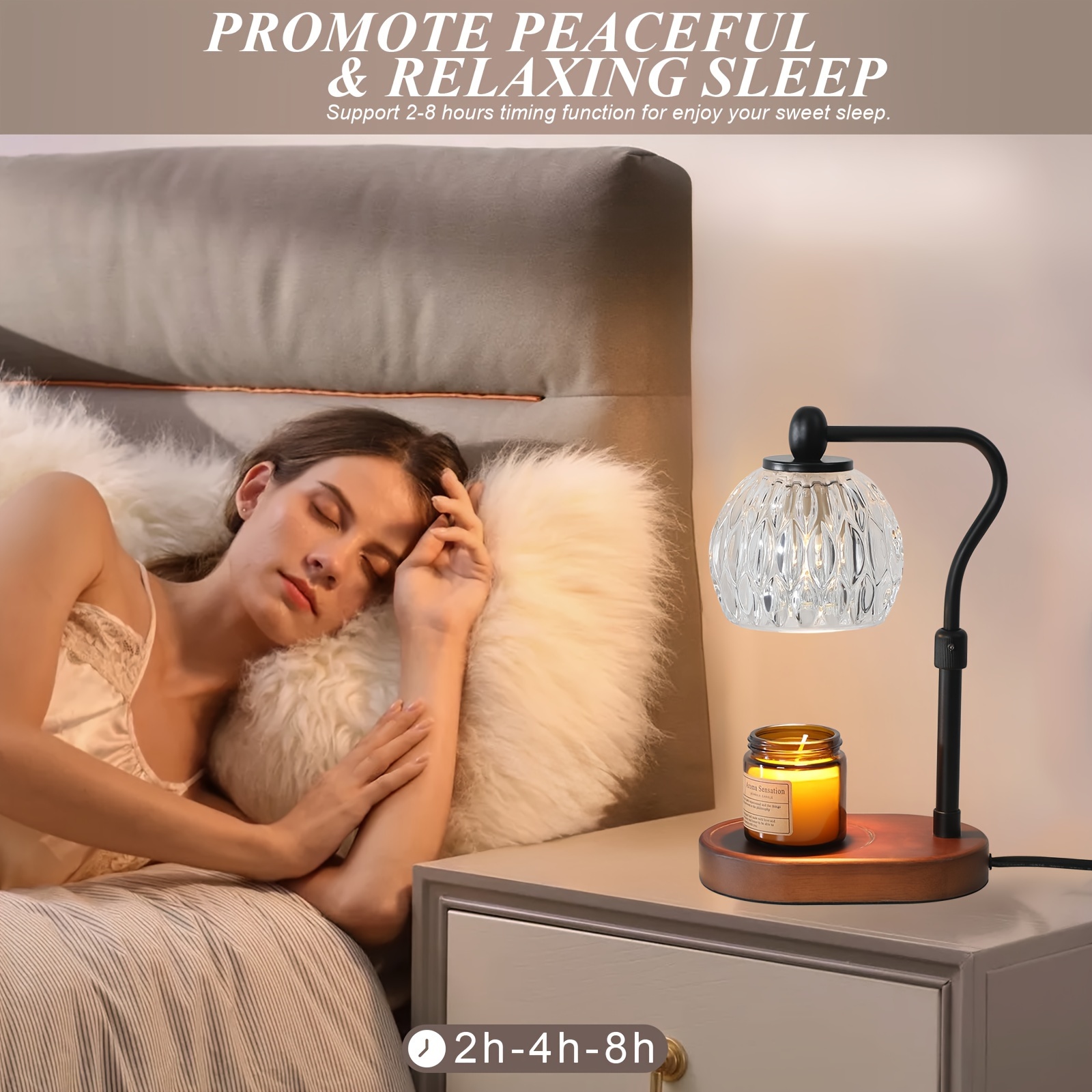 1pc Adjustable Height Candle Warmer Lamp with Timer & Dimmer Perfect for All Size Scented Candles 2 X 50W Bulbs Home Decor & Mothers Day Gift (Black)_voghion.com